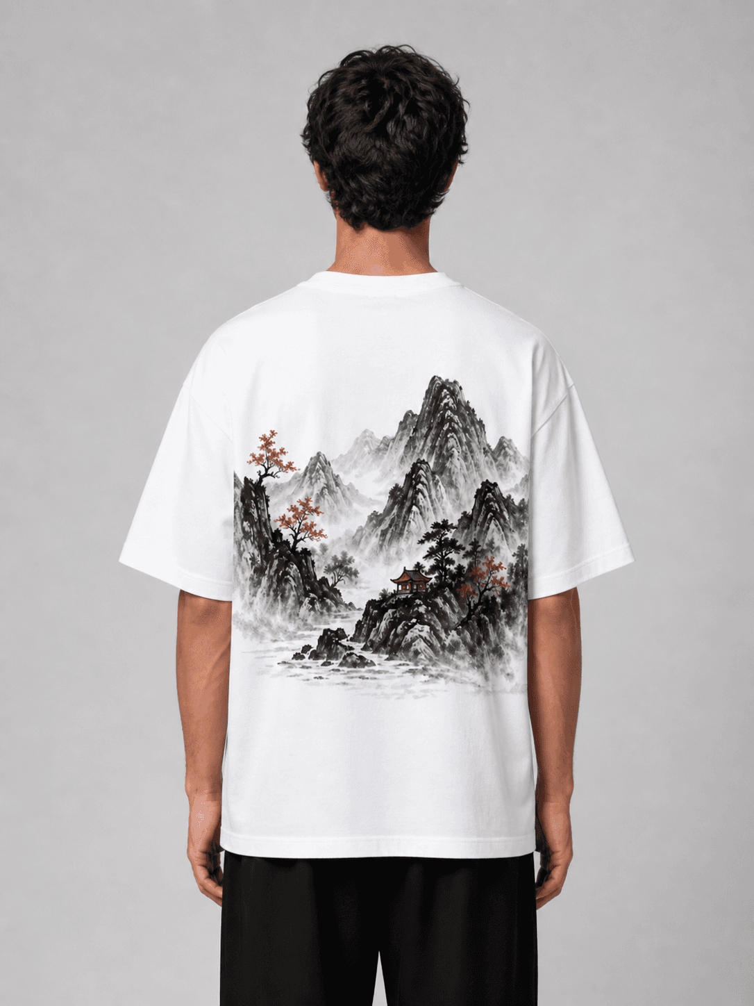 RAAH Mountain Silence Tee back mountain print