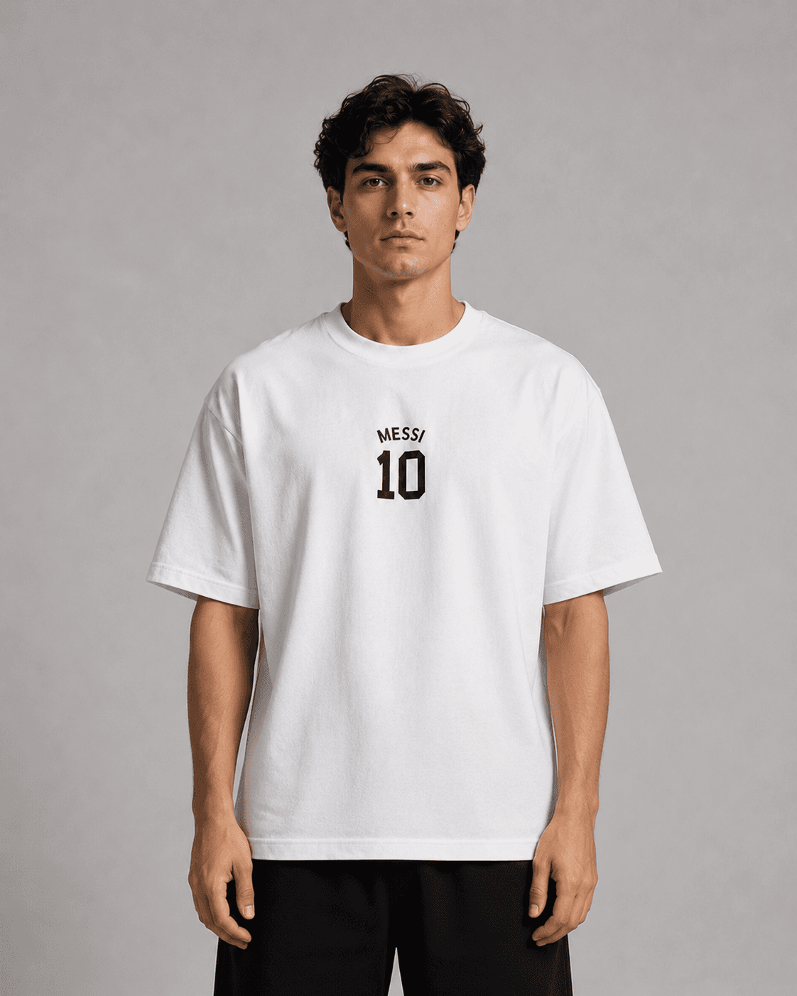 RAAH Messi 10 White Oversized Tee front view