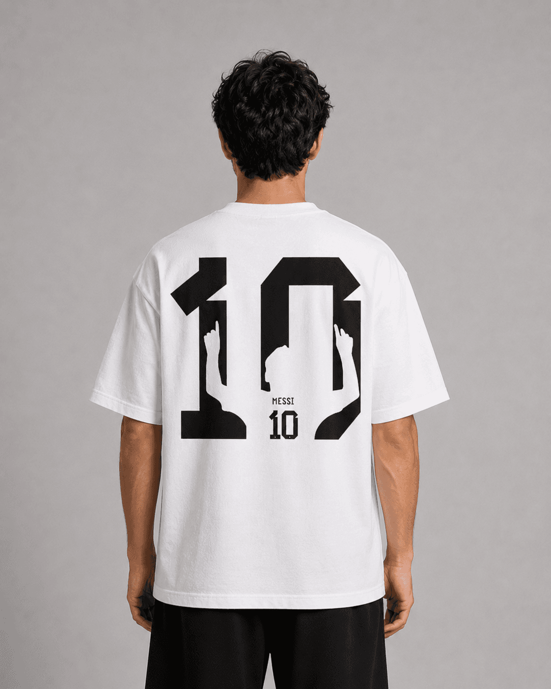 RAAH Messi 10 White Oversized Tee back view